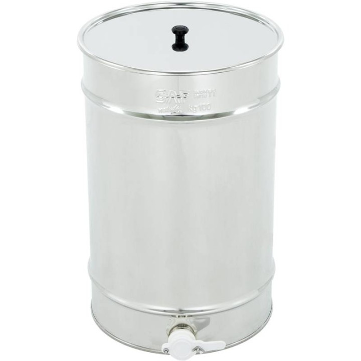 Odstojnik nierdzewny 70 l / ~100 kg, zawór plastikowy, mufa nierdzewna - SN_64/B