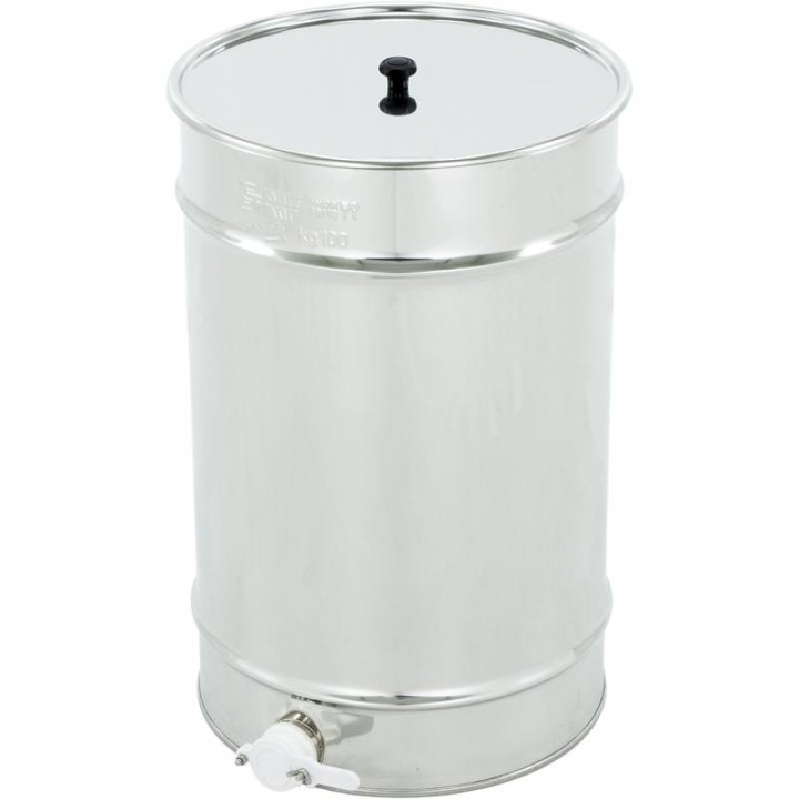 Odstojnik nierdzewny 70 l / ~100 kg, zawór plastikowy, mufa nierdzewna - SN_64/B
