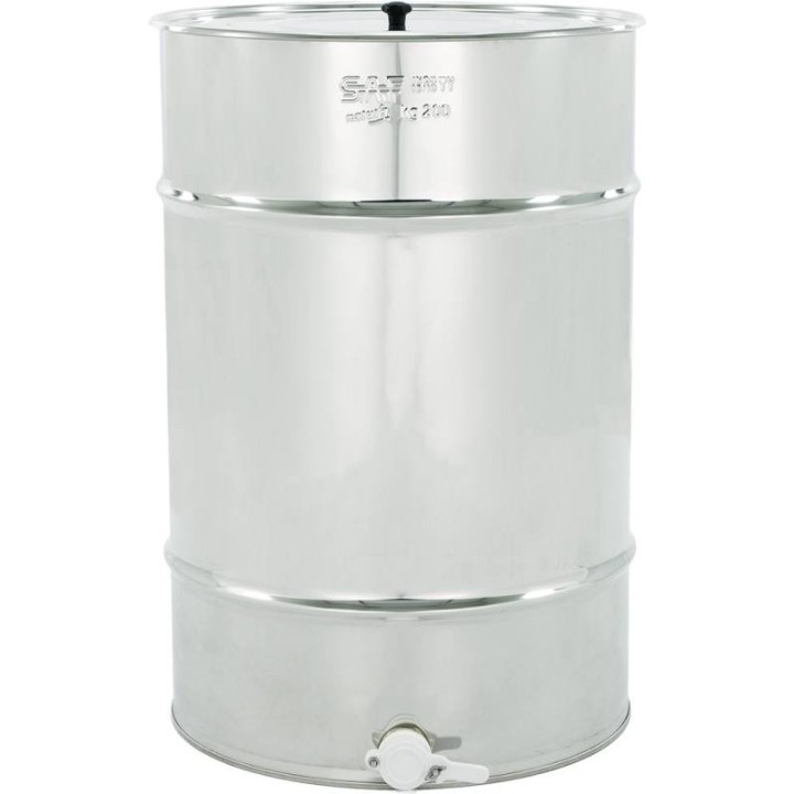 Odstojnik nierdzewny 140 l / ~200 kg , zawór plastikowy, mufa nierdzewna - SN_64/C