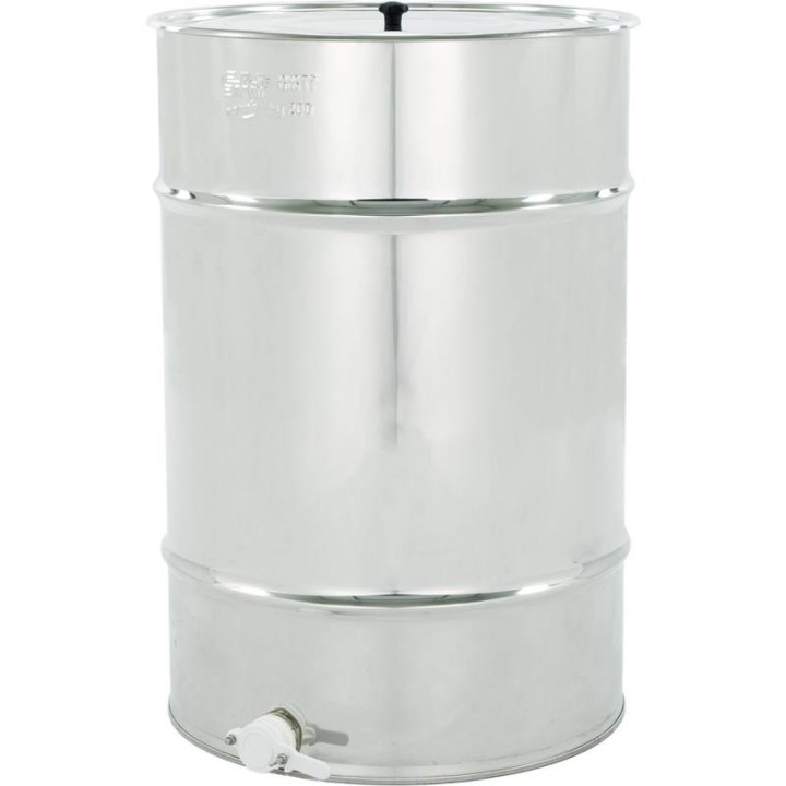 Odstojnik nierdzewny 140 l / ~200 kg , zawór plastikowy, mufa nierdzewna - SN_64/C