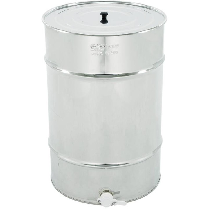 Odstojnik nierdzewny 140 l / ~200 kg , zawór plastikowy, mufa nierdzewna - SN_64/C