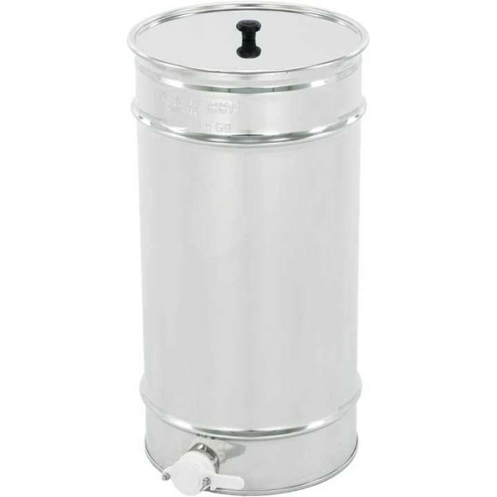 Odstojnik nierdzewny  40 l / ~60 kg  z sitem, zawór plastikowy, mufa nierdzewna - SN_64/F