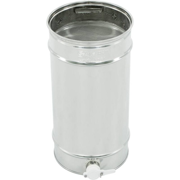 Odstojnik nierdzewny  40 l / ~60 kg  z sitem, zawór plastikowy, mufa nierdzewna - SN_64/F