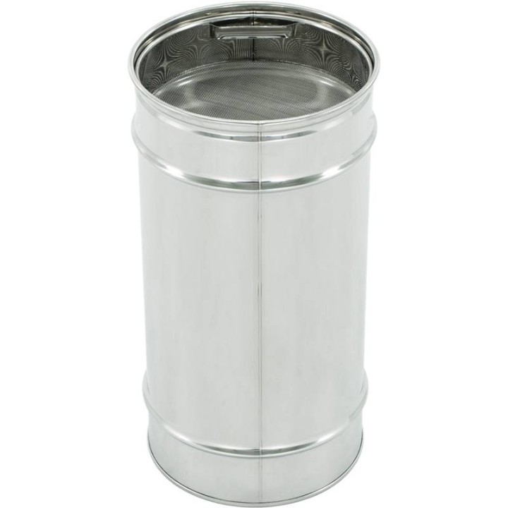 Odstojnik nierdzewny  40 l / ~60 kg  z sitem, zawór plastikowy, mufa nierdzewna - SN_64/F