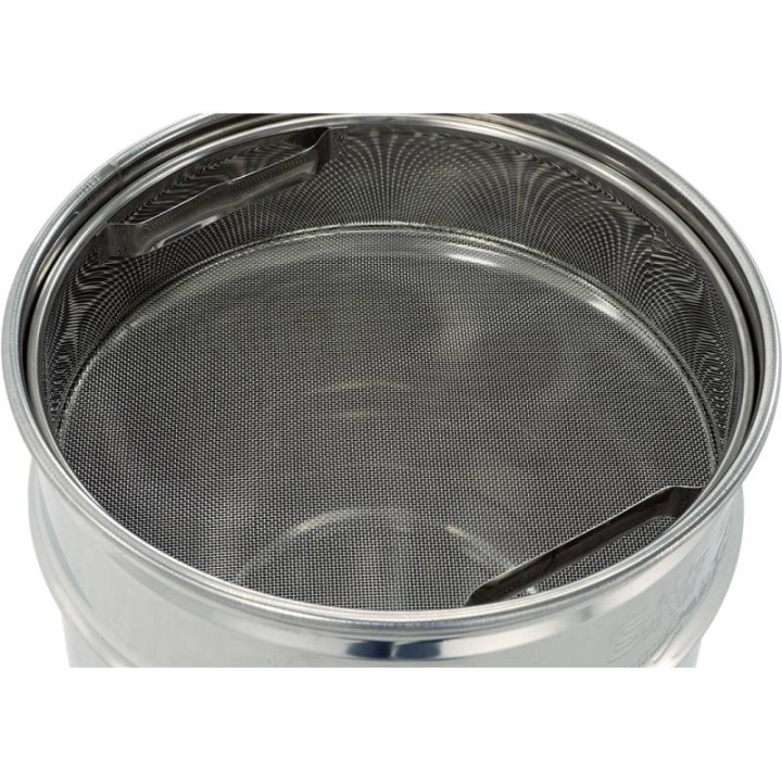 Odstojnik nierdzewny  40 l / ~60 kg  z sitem, zawór plastikowy, mufa nierdzewna - SN_64/F