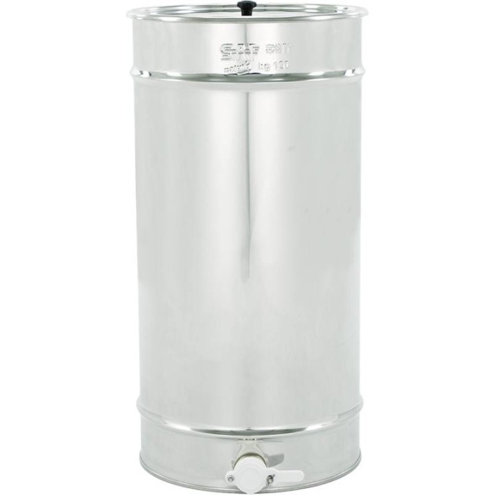 Odstojnik nierdzewny  80 l / ~120 kg  z sitem, zawór plastikowy, mufa nierdzewna - SN_64/G