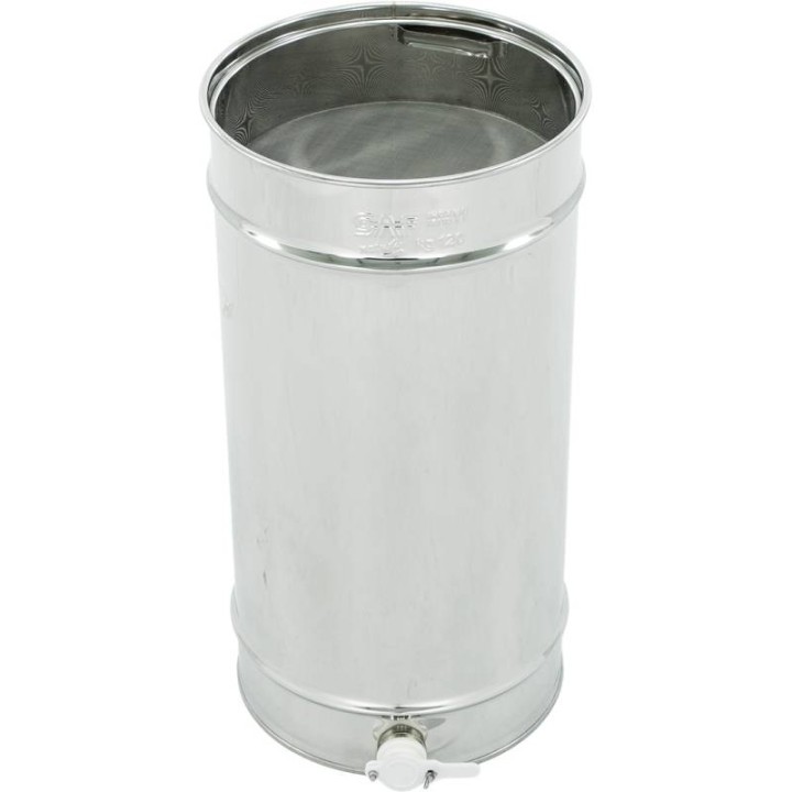 Odstojnik nierdzewny  80 l / ~120 kg  z sitem, zawór plastikowy, mufa nierdzewna - SN_64/G