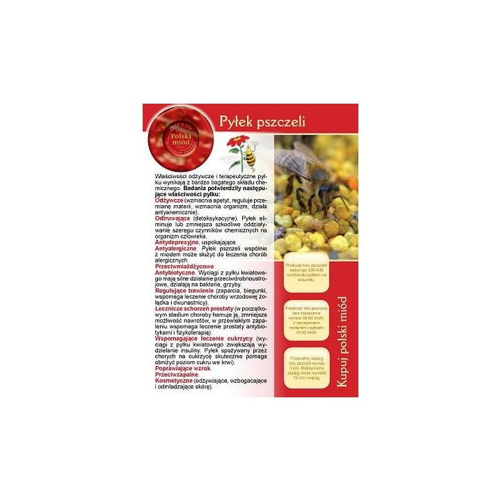 Broszurka informacyjna - pyłek pszczeli (20szt) - U9