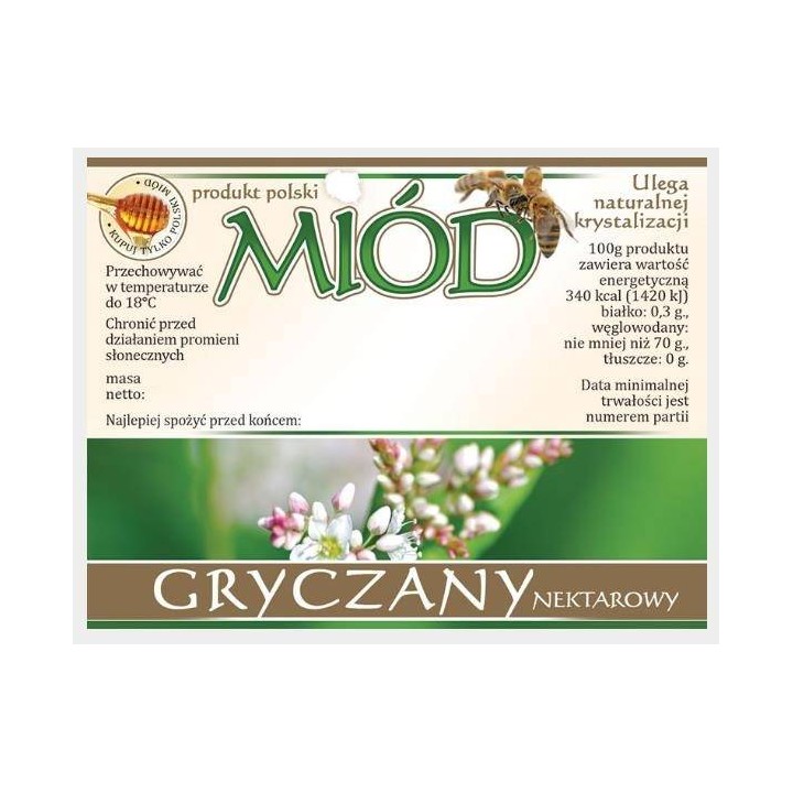 Paczka etykiet na miód gryczany (100szt) - wzór E606