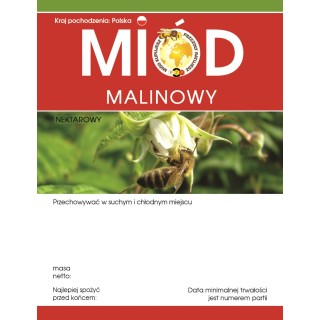 Paczka etykiet z logo akcji na miód malinowy (100szt) - wzór E618LOGO