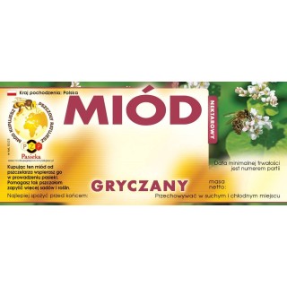 Paczka etykiet z logo akcji na miód gryczany  (100szt) - wzór E1225LOGO