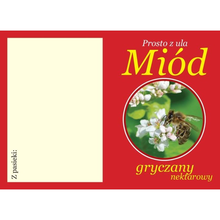 Zawieszka na słoiki na miód gryczany, czerwona (5szt) - U104