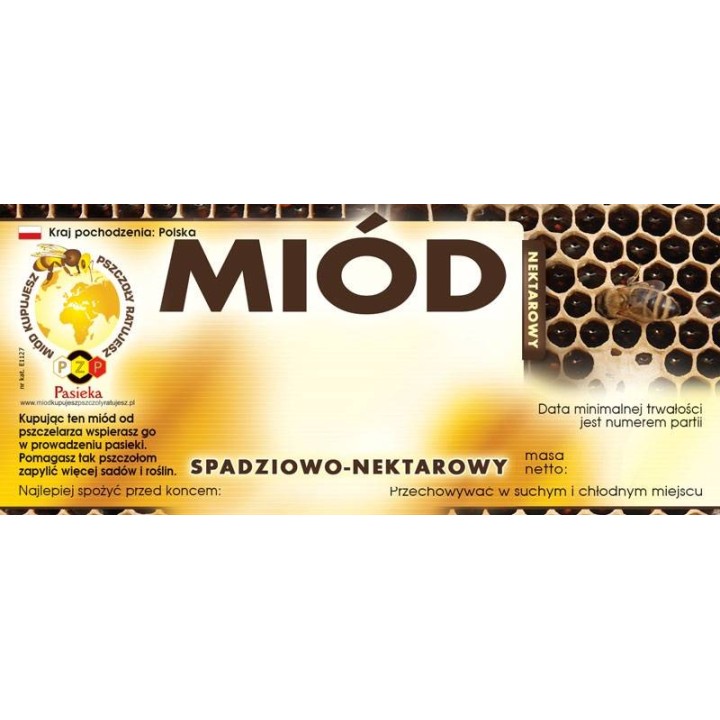 Paczka etykiet z logo akcji na miód spadziowy  (100szt) - wzór E1227LOGO