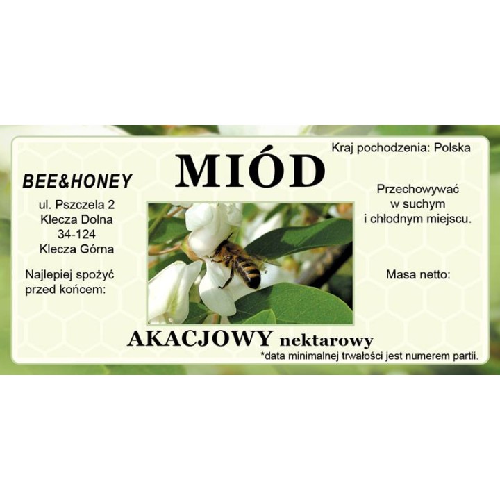 Etykiety na miód z własnym nazwiskiem PERSONALIZOWANE (100 szt) - wzór EN22