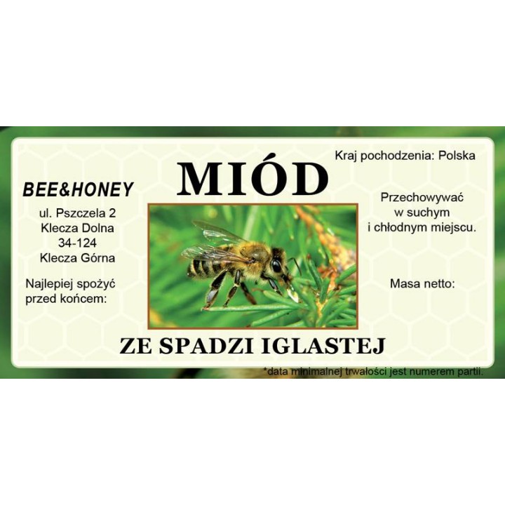 Etykiety na miód z własnym nazwiskiem PERSONALIZOWANE (100 szt) - wzór EN23