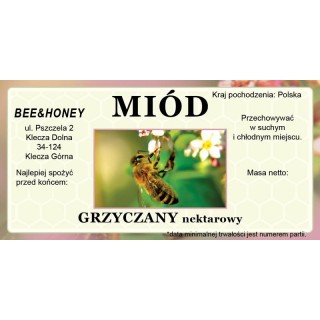 Etykiety na miód z własnym nazwiskiem PERSONALIZOWANE (100 szt) - wzór EN24