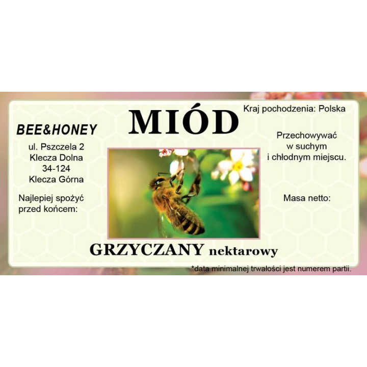 Etykiety na miód z własnym nazwiskiem PERSONALIZOWANE (100 szt) - wzór EN24