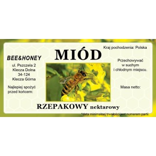 Etykiety na miód z własnym nazwiskiem PERSONALIZOWANE (100 szt) - wzór EN25