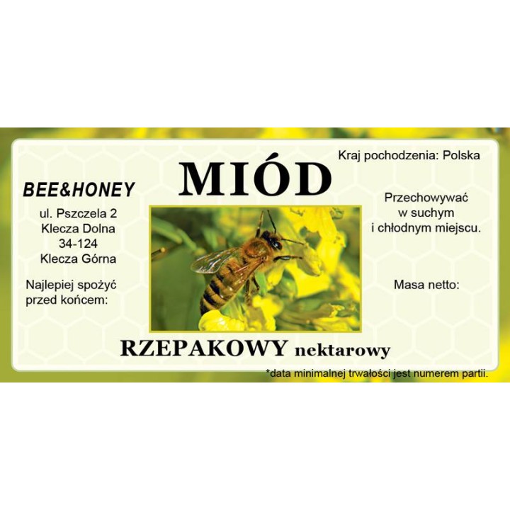 Etykiety na miód z własnym nazwiskiem PERSONALIZOWANE (100 szt) - wzór EN25