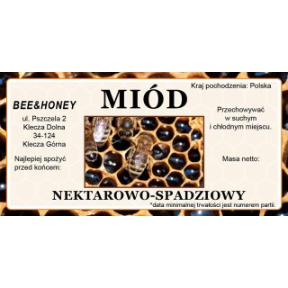 Etykiety na miód z własnym nazwiskiem PERSONALIZOWANE (100 szt) - wzór EN27