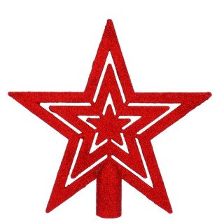 SZPIC NA CHOINKĘ 20 CM - GWIAZDA - CZERWONA- BAI4807