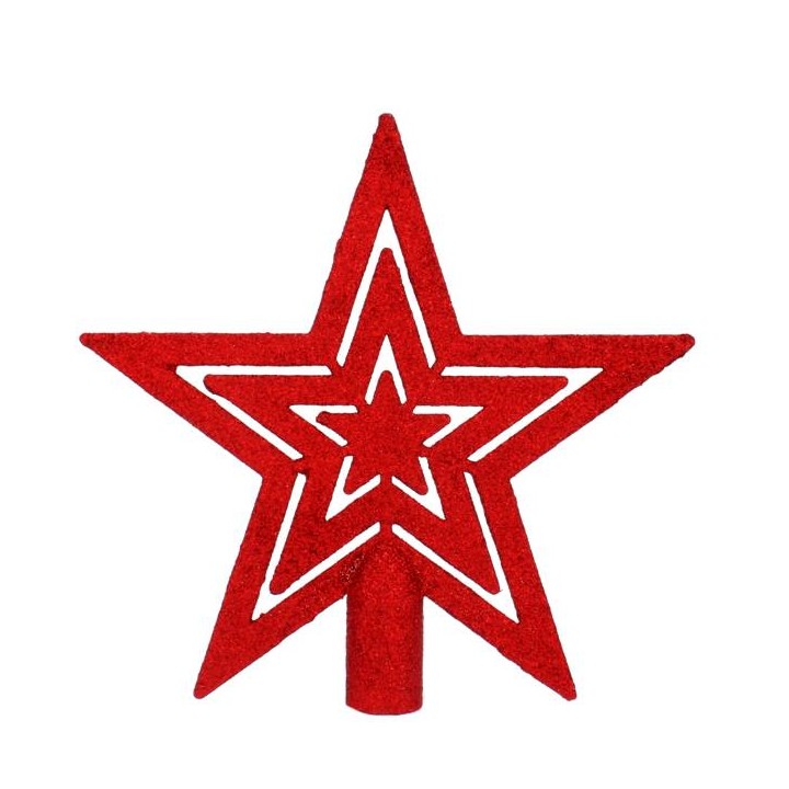 SZPIC NA CHOINKĘ 20 CM - GWIAZDA - CZERWONA- BAI4807