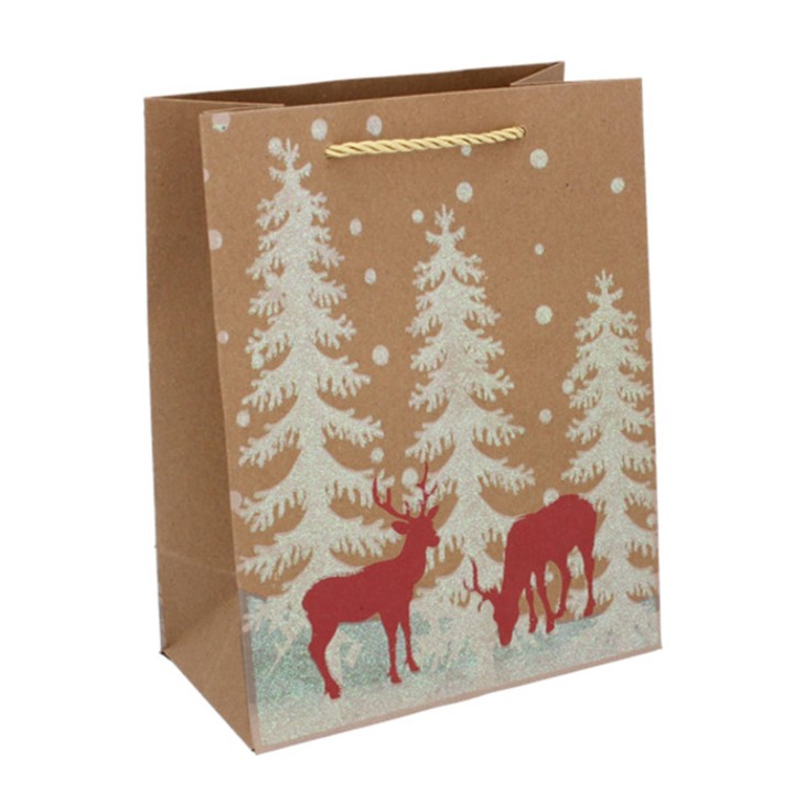 TOREBKA PREZENTOWA BOŻONAR. BRĄZOWA "ŚNIEŻYNKI" 40 x 30 x 12 cm - BAG5120