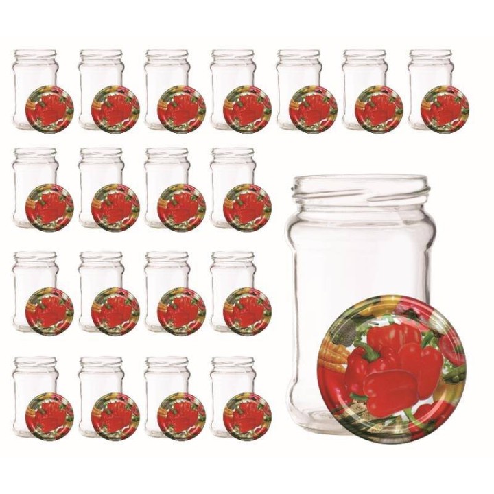 Zestaw 20szt słoików 315ml A4 z zakrętkami NM104 na paprykę, warzywa, przetwory - A4NM104