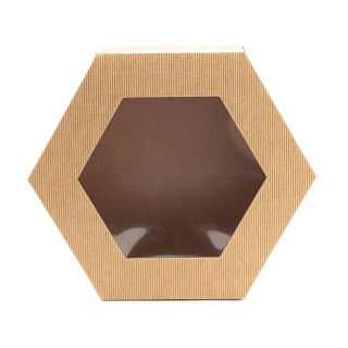 Pudełko prezentowe, karbowane z oknem 6-kątne HEKSAGON 330x380x90mm - PP4