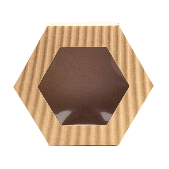 Pudełko prezentowe, karbowane z oknem 6-kątne HEKSAGON 330x380x90mm - PP4