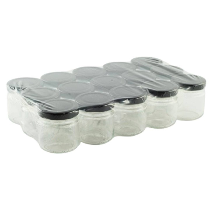 Paczka 15 szt słoiczków 106 ml VASO CEE z nakrętkami czarnymi -  A116B