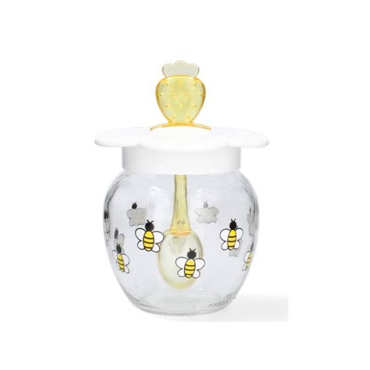 SŁOIK DEKOROWANY Z PLASTIKOWĄ ŁYŻECZKĄ/PAŁECZKĄ  370ML