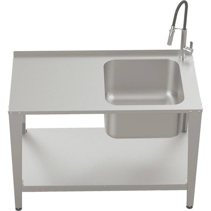 Stół roboczy do pracowni pasiecznej ze stali nierdzewnej ze zlewozmywakiem i kranem, 1500 mm - W925
