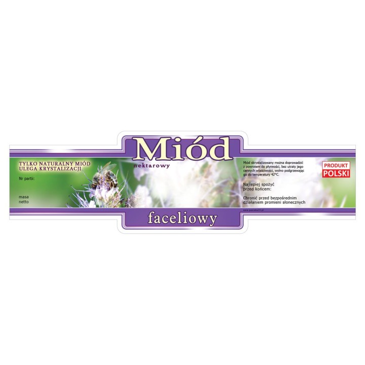 Paczka etykiet na miód faceliowy (100szt) - wzór E223
