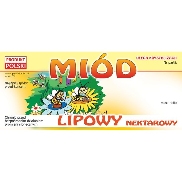 Paczka etykiet na miód lipowy  - wzór E31
