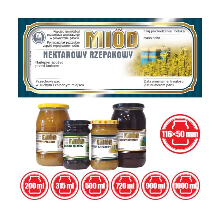 Paczka etykiet na miód rzepakowy 116x50 (100szt) - wzór E1240