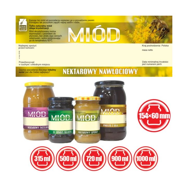 Paczka dużych etykiet na miód nawłociowy (100szt) - wzór E149