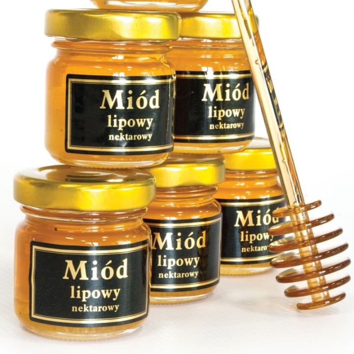 Paczka małych etykiet ze złoceniem (miód ze spadzi liściastej) 10szt - wzór EM36