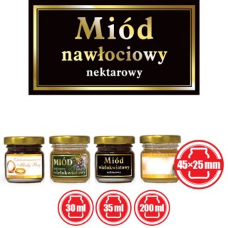 Paczka małych etykiet ze złoceniem (miód nawłociowy) 10szt - wzór EM45