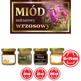 Paczka małych etykiet ze złoceniem (miód wrzosowy) 10szt - wzór EM51