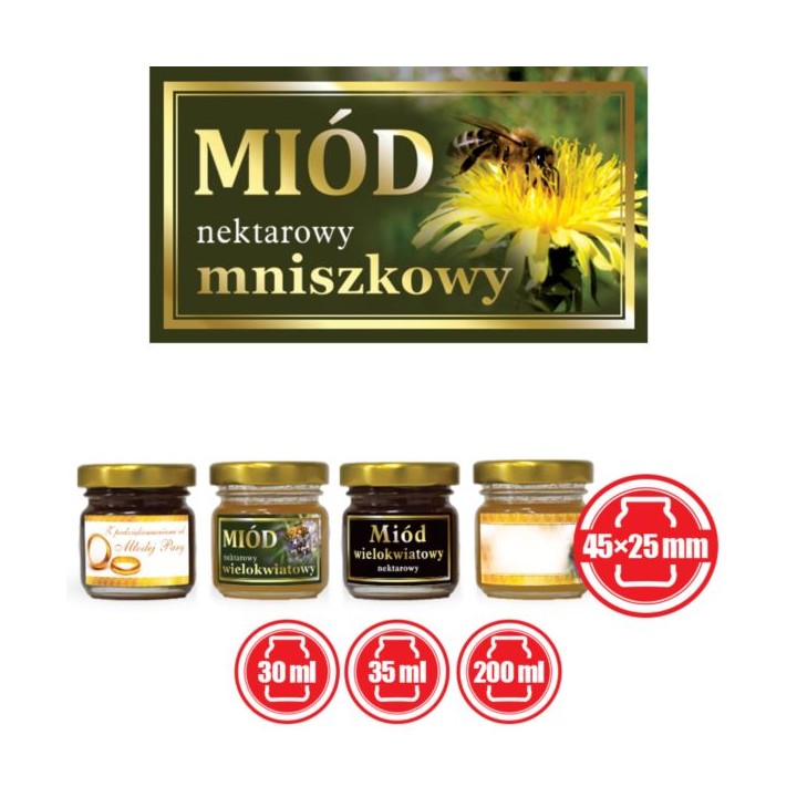 Paczka małych etykiet ze złoceniem (miód mniszkowy) 10szt - wzór EM53