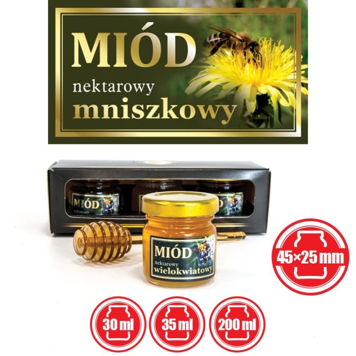 Paczka małych etykiet ze złoceniem (miód mniszkowy) 10szt - wzór EM53