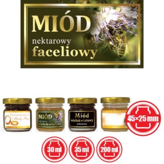 Paczka małych etykiet ze złoceniem (miód faceliowy) 10szt - wzór EM55