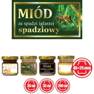 Paczka małych etykiet ze złoceniem (miód ze spadzi iglastej) 10szt - wzór EM57