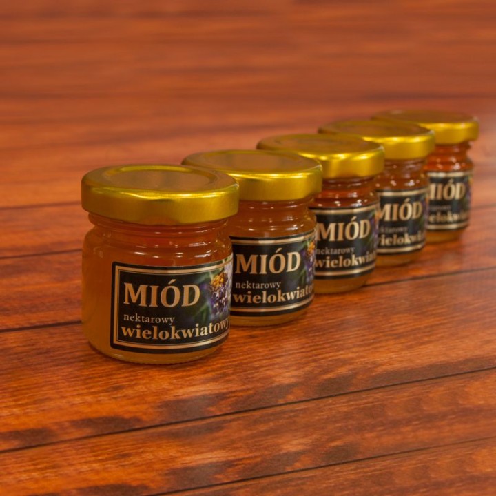 Paczka małych etykiet ze złoceniem (miód ze spadzi liściastej) 10szt - wzór EM58