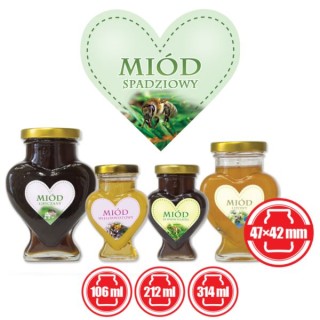 Paczka etykiet serduszek na miód spadziowy 47mm x 42mm (50szt) - wzór ES11