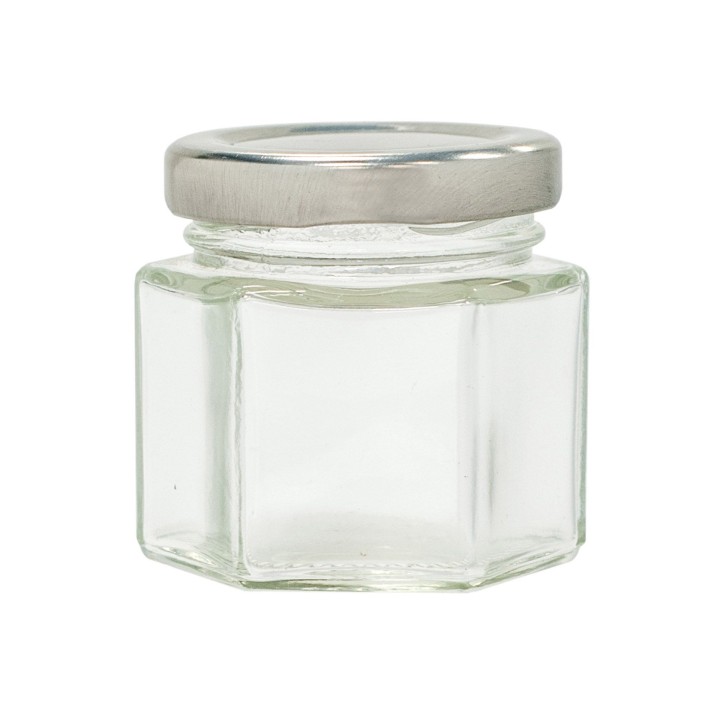 Paczka 12 szt słoiczków sześciokątnych 50ml z nakrętkami -  wzór A42