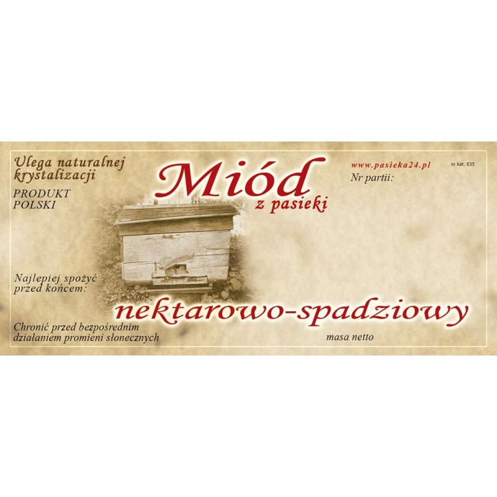 Paczka etykiet na miód nektarowo-spadziowy - wzór E35