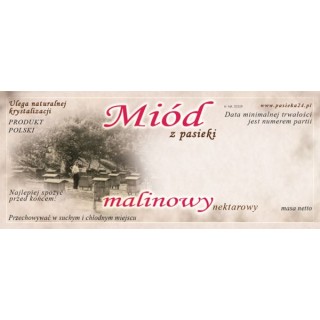 Paczka etykiet na miód malinowy 116x50 (100szt) - wzór 1029