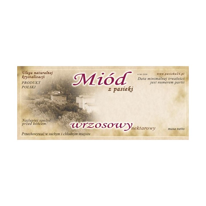 Paczka etykiet na miód wrzosowy 116x50 (100szt) - wzór 1030
